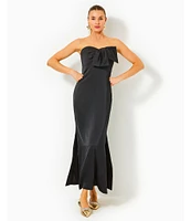 Lilly Pulitzer Carlynn Satin Bow Strapless Side Slit Maxi Dress