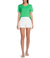 Lilly Pulitzer Clairmont Cotton Jersey Round Neck Short Sleeve Ric Rac Trim Top
