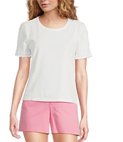 Lilly Pulitzer Clairmont Knit Round Neck Short Sleeve Ric Rac Trim Top