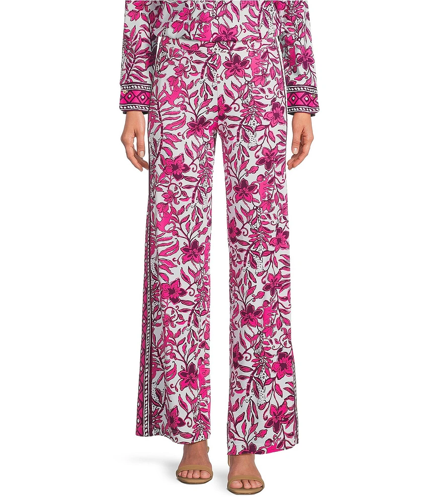 Lilly Pulitzer Coordinating Grenada Chillylilly Elderflower Print Flat Front Palazzo Pants