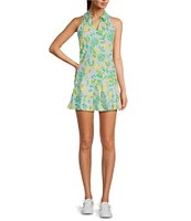 Lilly Pulitzer Dania Powerstretch Make Lemonade Fruit Point Collar Sleeveless Pleated Dress