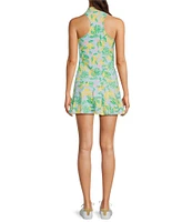 Lilly Pulitzer Dania Powerstretch Make Lemonade Fruit Point Collar Sleeveless Pleated Dress