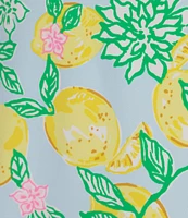 Lilly Pulitzer Dania Powerstretch Make Lemonade Fruit Point Collar Sleeveless Pleated Dress