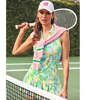 Lilly Pulitzer Dania Powerstretch Make Lemonade Fruit Point Collar Sleeveless Pleated Dress