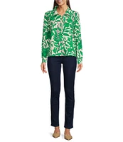 Lilly Pulitzer Eleni Luxe Terry Leaf Print Half Zip Long Sleeve Pullover