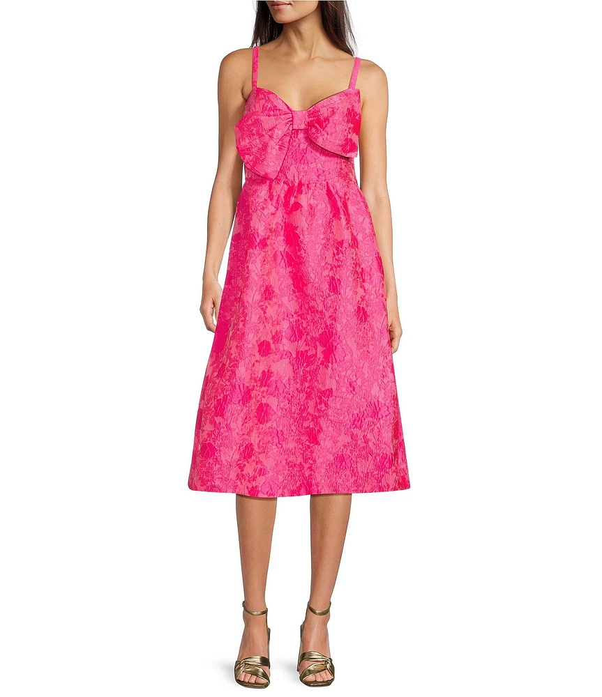 Lilly Pulitzer Ellara Jaquard Sweetheart Neck Sleeveless Bow Detail Midi A-Line Dress