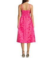 Lilly Pulitzer Ellara Jaquard Sweetheart Neck Sleeveless Bow Detail Midi A-Line Dress