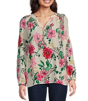 Lilly Pulitzer Elsa Silk Printed V-Neck Bracelet Sleeve Blouse