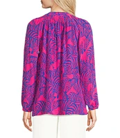 Lilly Pulitzer Elsa Top Silk Zebra Print V-Neck Bracelet Sleeve Smocked Blouse