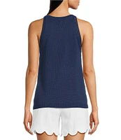 Lilly Pulitzer Emra Knit Apres Sail Jacqaurd Round Halter Neck Sleeveless Tank
