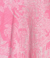 Lilly Pulitzer Etta Knit Anniversary Toile Print V-Neck Short Sleeve Tee