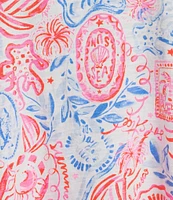 Lilly Pulitzer Etta Lil Sun Sea Sand Floral Print Scoop Neck Short Sleeve Top