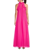 Lilly Pulitzer Florian Silk Georgette Halter Neck Sleeveless Maxi Dress