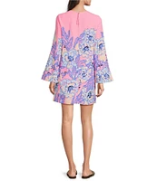 Lilly Pulitzer Gwenlyn Satin Back Crepe Crew Neck Bracelet Sleeve Shift Dress