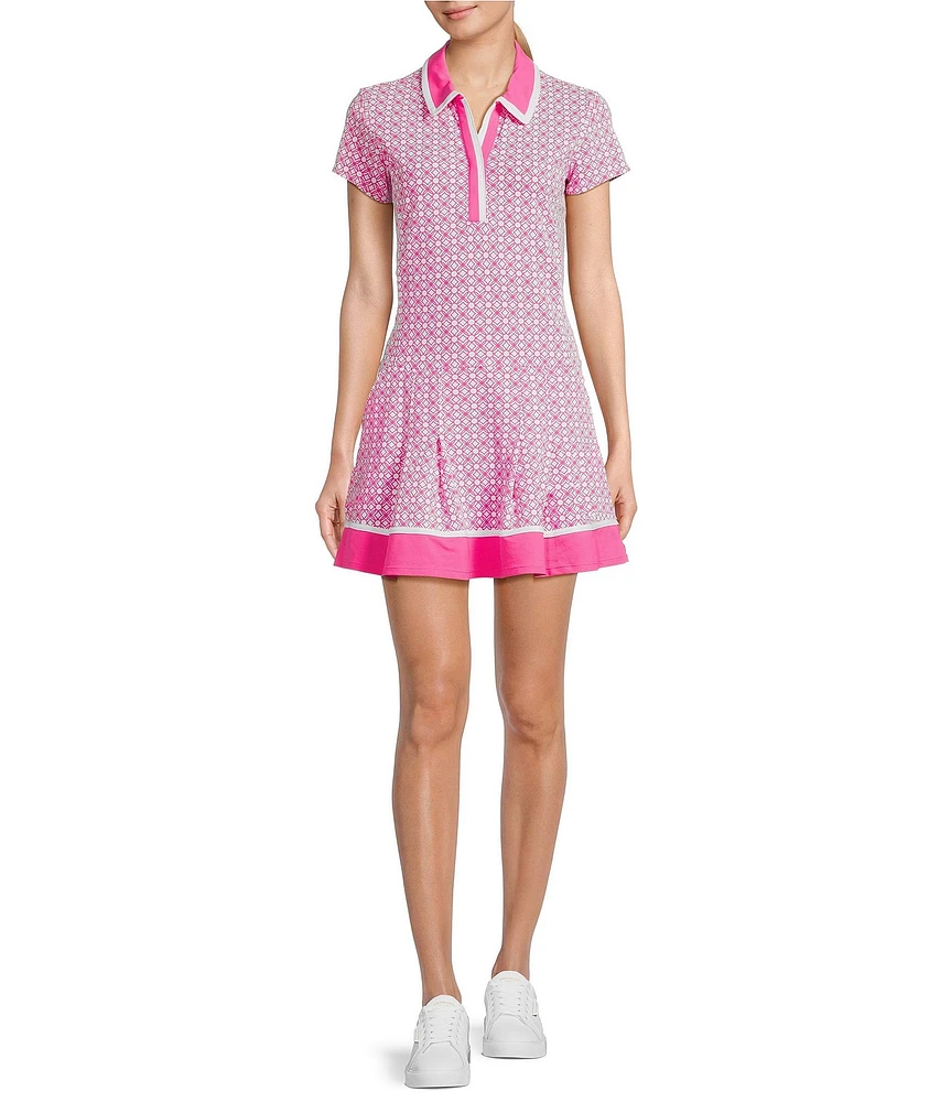 Lilly Pulitzer Jessamy UPF 50+ Luxletic Point Collar Short Sleeve Pleated Dress