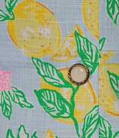 Lilly Pulitzer Kalinara Stretch Hopsack Make Lemonade Fruit Print Square Neck Skirted Romper