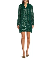 Lilly Pulitzer Lauralyn Silk Bubble Clip Dot Notch Collar Long Sleeve Dress