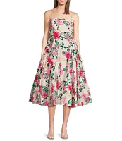 Lilly Pulitzer Lillyanna Cotton Poplin Printed Square Neck Sleeveless Midi Dress