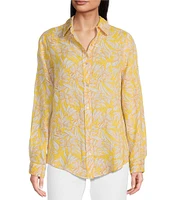 Lilly Pulitzer Lynd Honeycomb Hideaway Print Linen Point Collar Long Sleeve Tunic