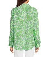 Lilly Pulitzer Lynd Lil Daffodil Hill Print Point Collar Long Sleeve Button Front Tunic