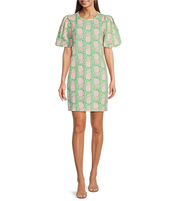 Lilly Pulitzer Mercer Jersey Knit Crew Neck Elbow Sleeve Bubble Hem T-Shirt Dress