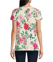 Lilly Pulitzer Meredith Cotton Jersey V-Neck Short Sleeve Tee