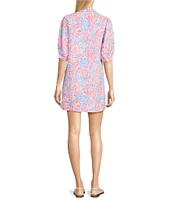 Lilly Pulitzer Mialeigh Lil Sun Sea Sand Print V-Neck Elbow Puff Sleeve Dress