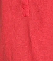 Lilly Pulitzer Mialeigh Linen Notch Collar Elbow Puff Sleeve Top