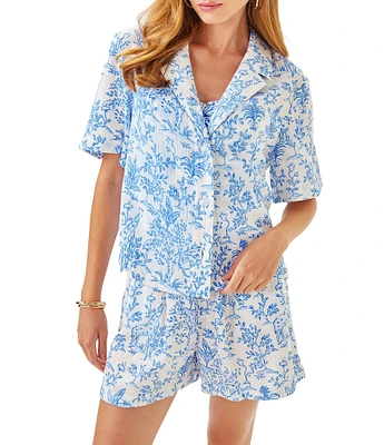 Lilly Pulitzer Montee Tall Tales Camp Shirt Swim Cover-Up