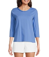 Lilly Pulitzer Paulson Cotton Jersey Knit Crew Neck 3/4 Sleeve Top