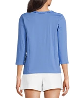 Lilly Pulitzer Paulson Cotton Jersey Knit Crew Neck 3/4 Sleeve Top