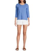 Lilly Pulitzer Paulson Cotton Jersey Knit Crew Neck 3/4 Sleeve Top