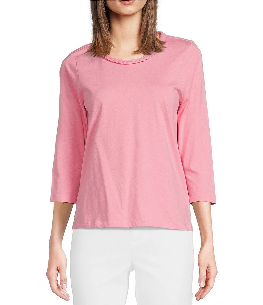 Lilly Pulitzer Paulson Cotton Jersey Knit Crew Neck 3/4 Sleeve Top