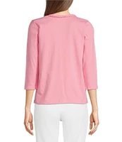 Lilly Pulitzer Paulson Cotton Jersey Knit Crew Neck 3/4 Sleeve Top