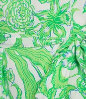 Lilly Pulitzer Renelle Daffodil Hill Print Split V-Neck Elbow Puff Sleeve Tie Waist Dress