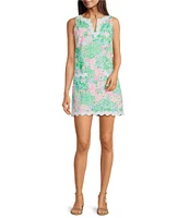 Lilly Pulitzer Romey Multi Plumes In Bloom Print Split V-Neck Sleeveless Ric Rac Shift Romper
