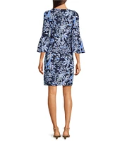 Lilly Pulitzer Rozaline Printed Jersey Crew Neck 3/4 Sleeve Ruffle Hem Dress