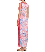 Lilly Pulitzer Sadie Sun Sea Sand Crew Neck Sleeveless Lace Maxi Skirted Romper