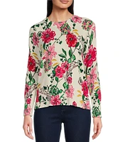 Lilly Pulitzer Salima Floral Print Crew Neck Raglan Long Sleeve Sweater