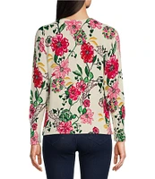 Lilly Pulitzer Salima Floral Print Crew Neck Raglan Long Sleeve Sweater