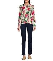 Lilly Pulitzer Salima Floral Print Crew Neck Raglan Long Sleeve Sweater