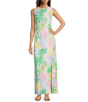 Lilly Pulitzer Sarabeth Bright Delight Patch Print Round Neck Sleeveless Maxi Dress
