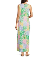 Lilly Pulitzer Sarabeth Bright Delight Patch Print Round Neck Sleeveless Maxi Dress