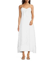 Lilly Pulitzer Sarahlynne Stacked Palm Burnout Sweetheart Tie Neck Sleeveless Maxi Dress