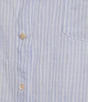 Lilly Pulitzer Sea View Collar Stripe Print Long Sleeve Button Down Shirt