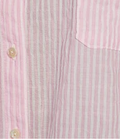 Lilly Pulitzer Sea View Collar Stripe Print Long Sleeve Button Down Shirt