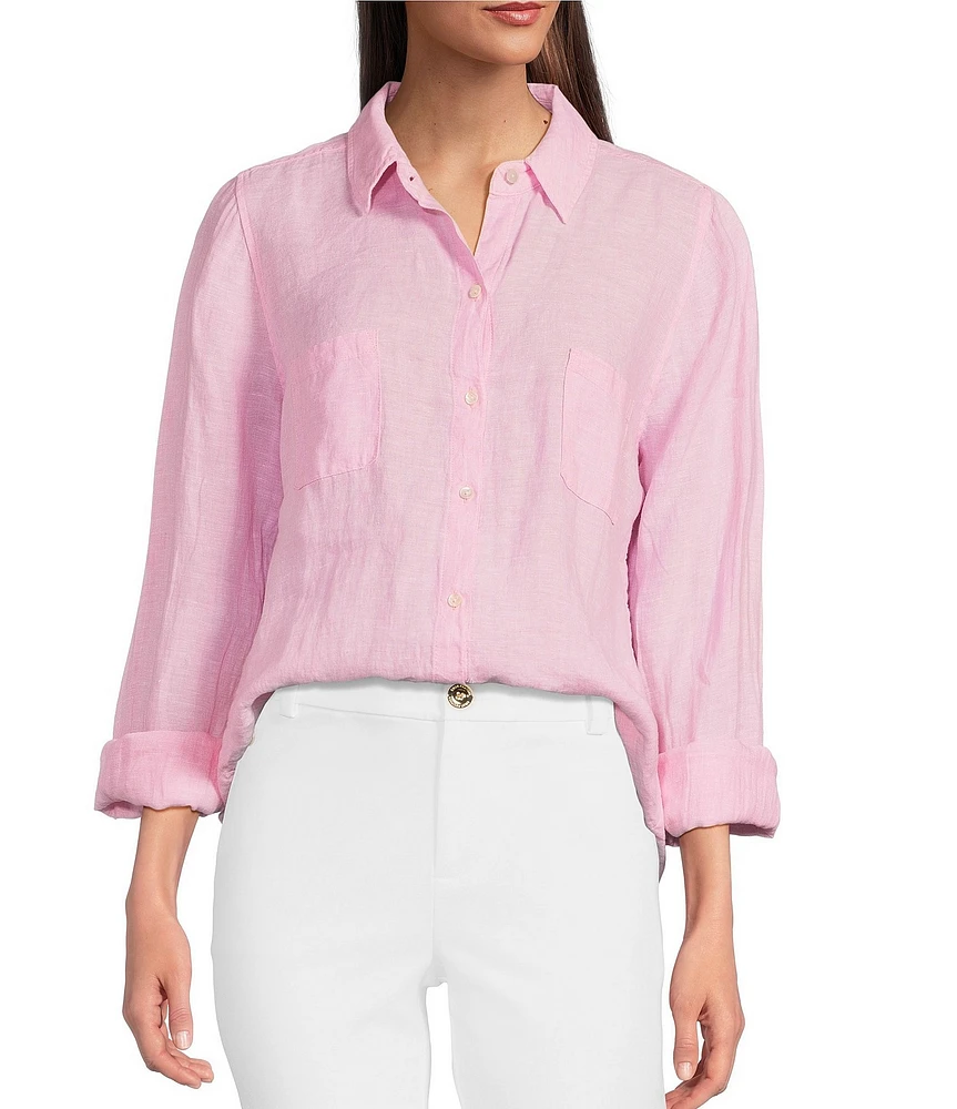 Lilly Pulitzer Sea View Collar Long Sleeve Button Down Shirt
