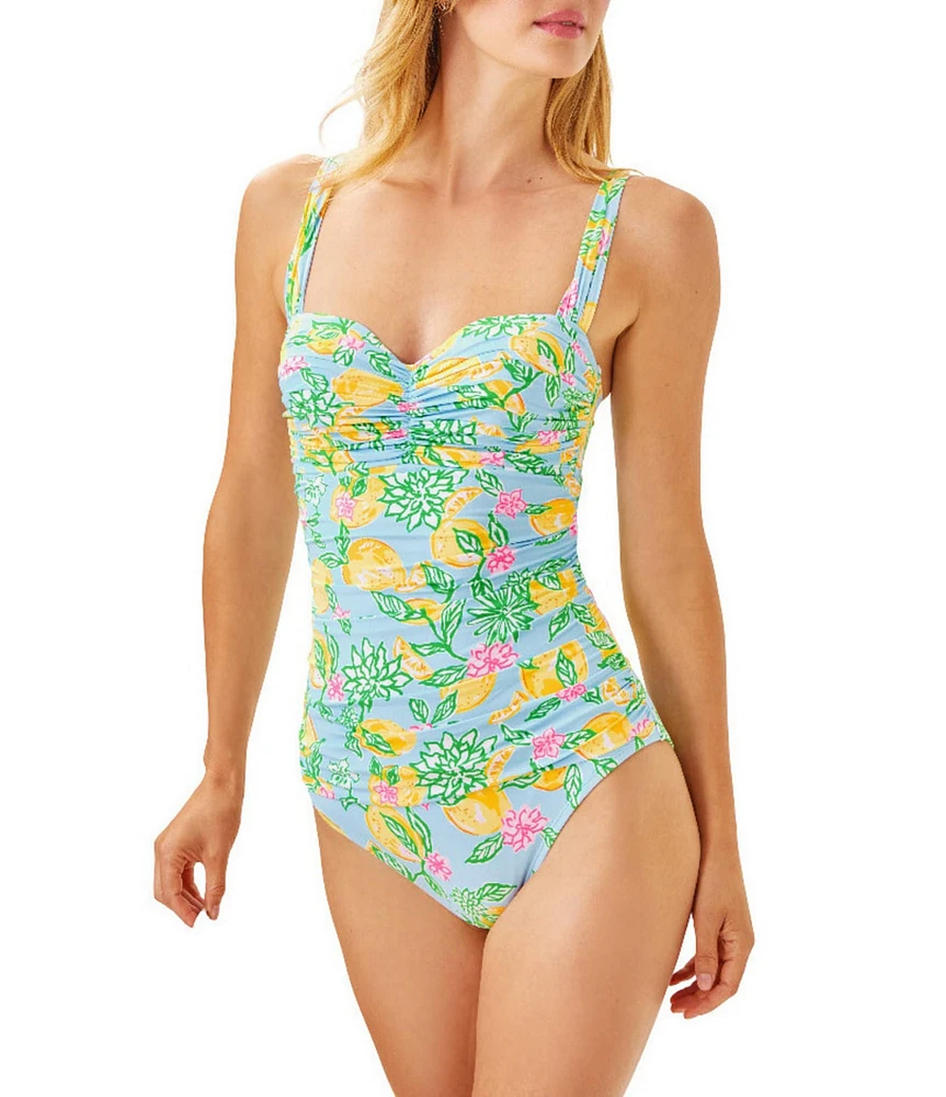 Lilly Pulitzer Solaria Make Lemonade Shirred Tank One Piece Swimsuit