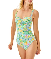 Lilly Pulitzer Solaria Make Lemonade Shirred Tank One Piece Swimsuit