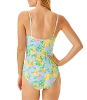 Lilly Pulitzer Solaria Make Lemonade Shirred Tank One Piece Swimsuit